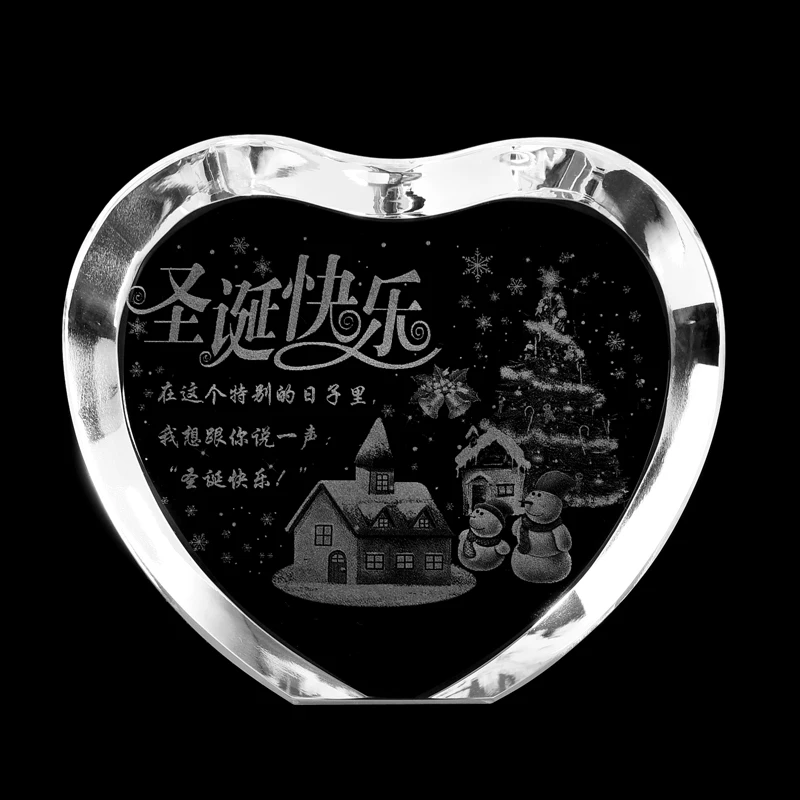Wholesale custom sublimation heart shape crystal glass paperweight
