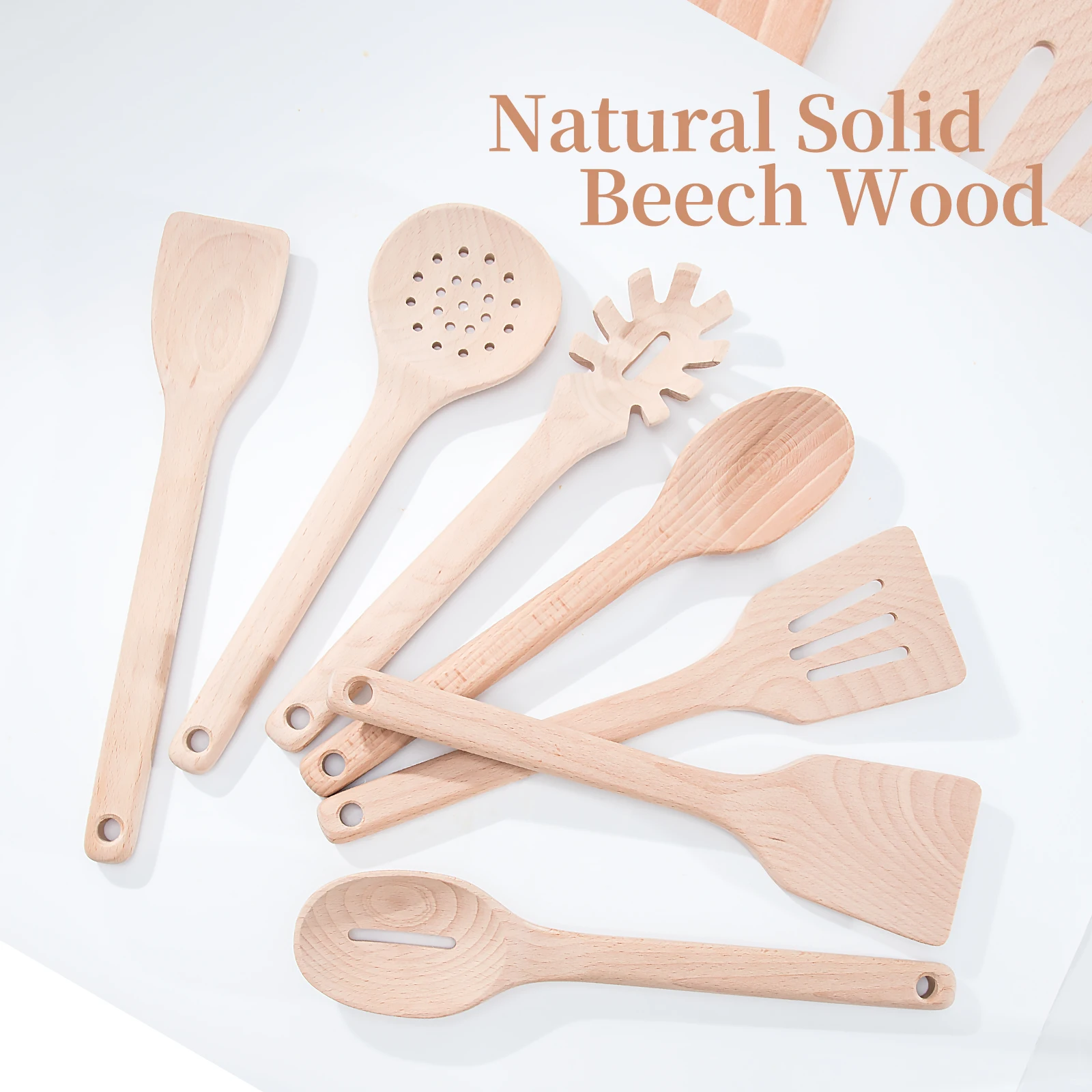 China Manufacturers High Quality Kitchen Accessories Beech Wood Kitchen Utensil Set