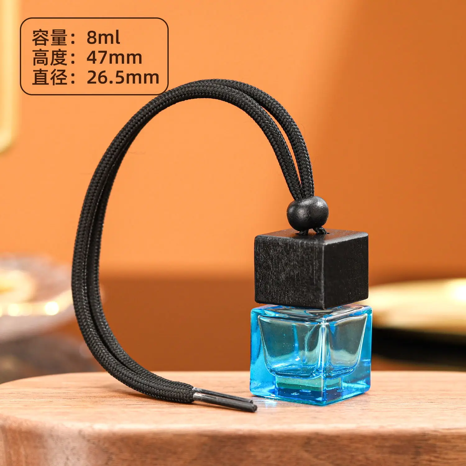 Empty 5ml 8ml 10ml 15ml Black wooden cap glass car air freshener hanging perfume bottle fragrance diffuser