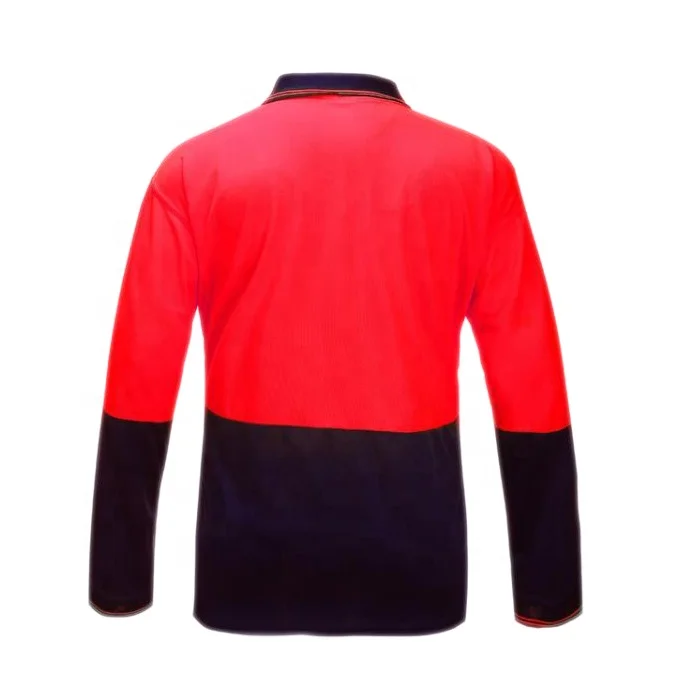 Customized Logo Long Sleeve Polo Shirts High Visibility Protective Workwear Reflective Safety Polo T Shirt With Reflector Tapes