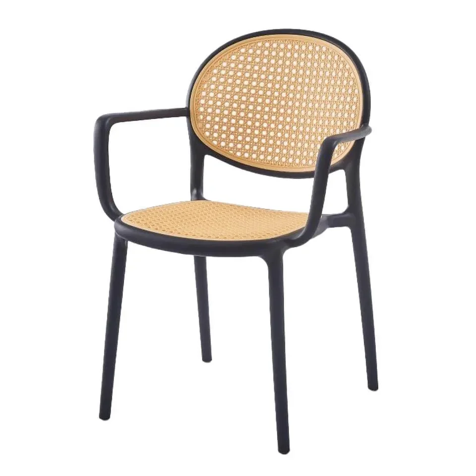 Restaurant Outdoor Durable Cafe Pp Chairs Stackable Monoblock New Design Price Modern Colored Plastic Dining Chair With Arms