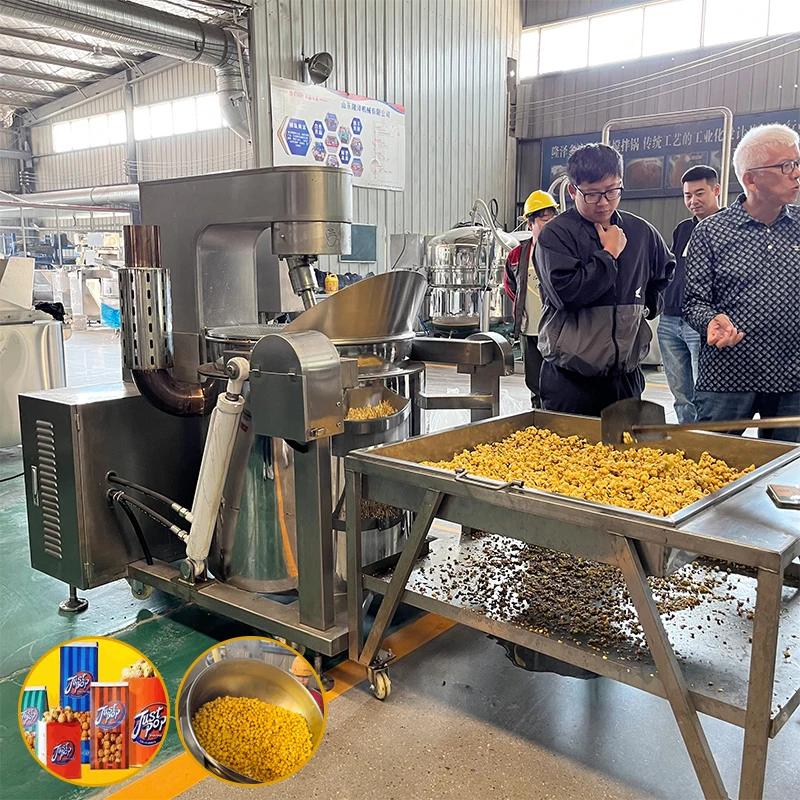 Industrial Butterfly Shape Caramel Popcorn Making Machine Automatic Stirring Gas Popcorn Machine