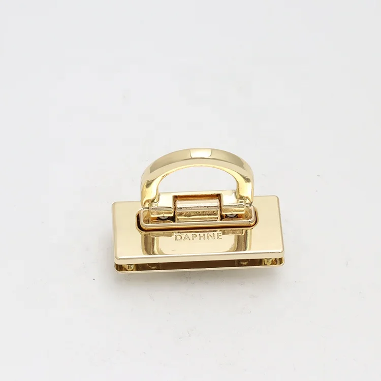 High Quality Bag Hardware Gold Nickel Metal Turn lock Automatic Twist Lock luggage zipper lock
