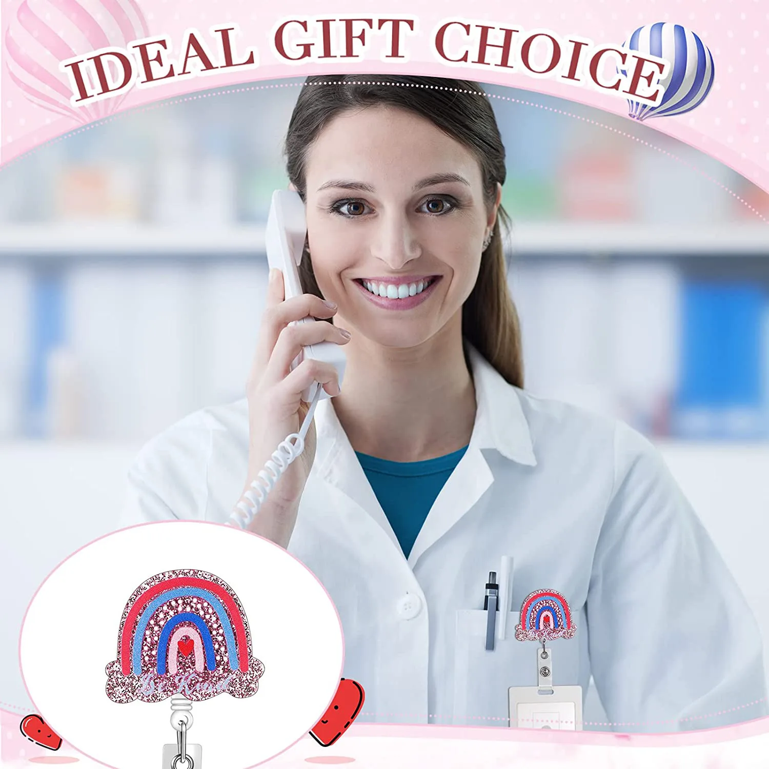 Fashion Nurse Retractable Badge Reel Wholesale Doctor Teacher Custom Acrylic Badge Reel Holder For ID Card