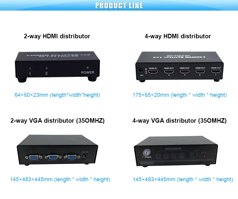 YUCOO 2/4 way vga splitter 2502-p 1 to 2 videos vga splitter share switch 4 port vga splitter mikuso