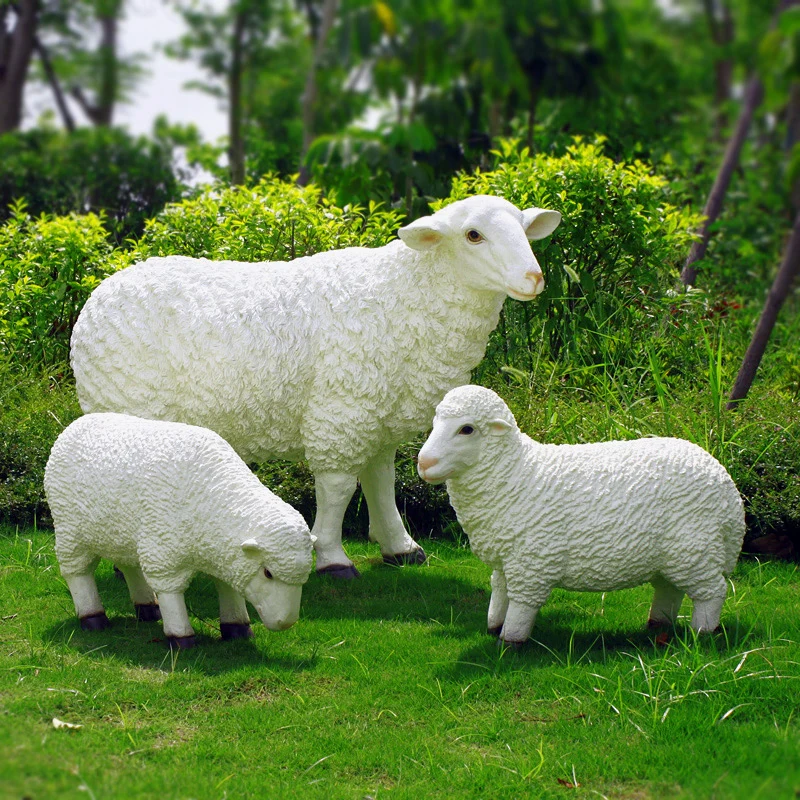 Polyresin outdoor life size resin sheep statue