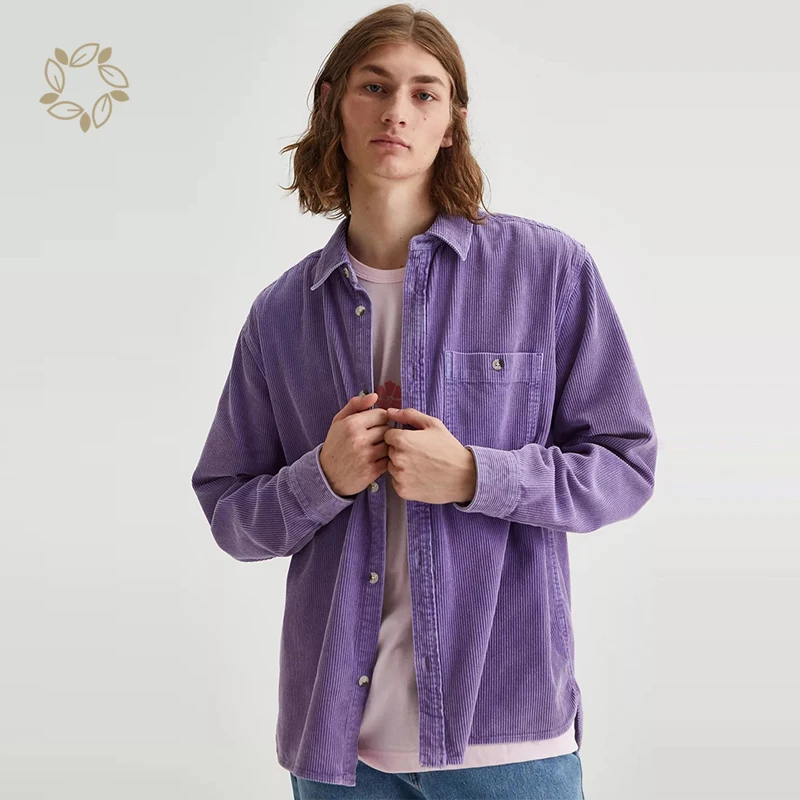 Устойчивая Экологически чистая Рабочая Рубашка из органического хлопка, Вельветовая Рабочая Рубашка, однотонная рабочая рубашка для мужчин