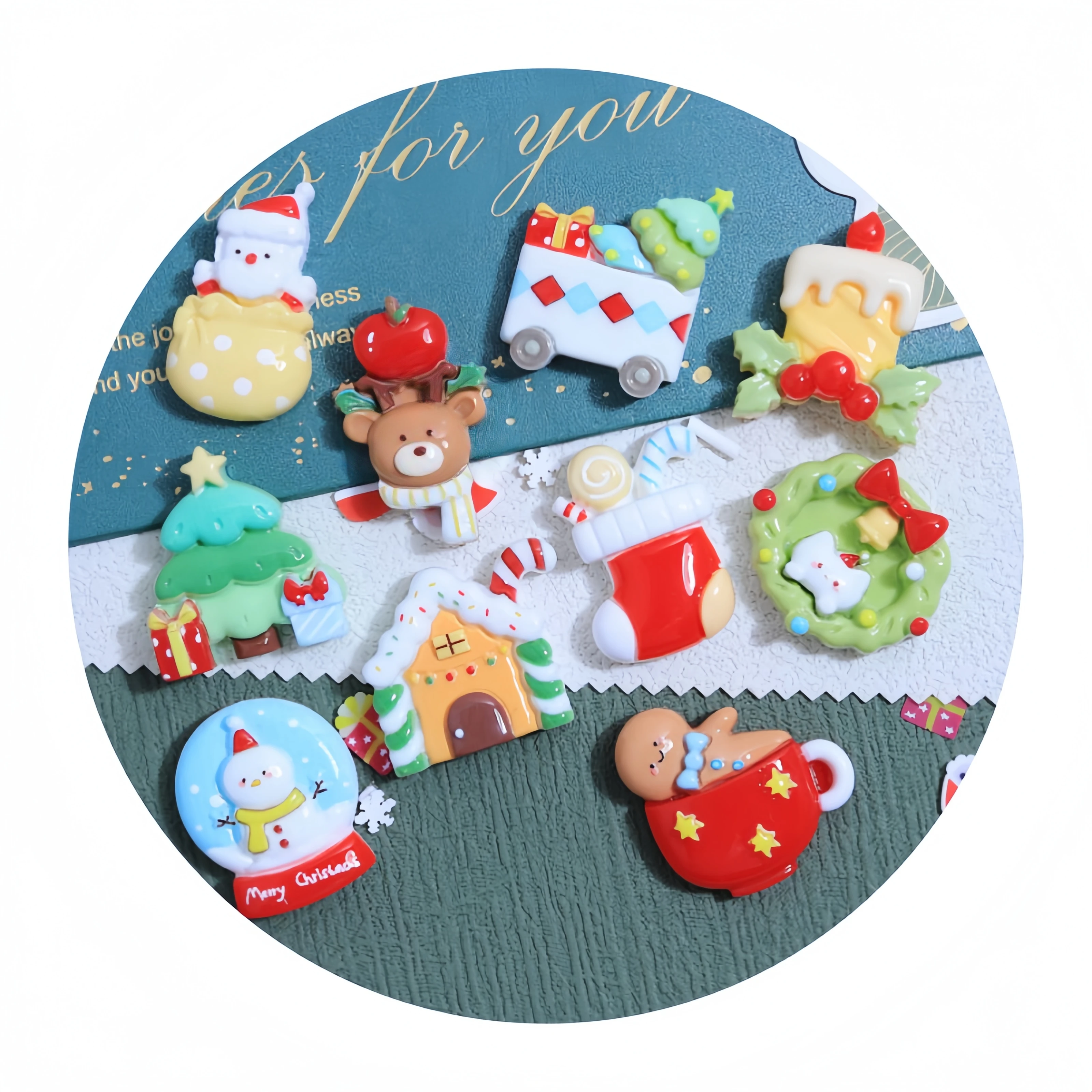 Hot selling Christmas decoration flat back elk resin crafts DIY handcrafted charm gingerbread man Christmas tree