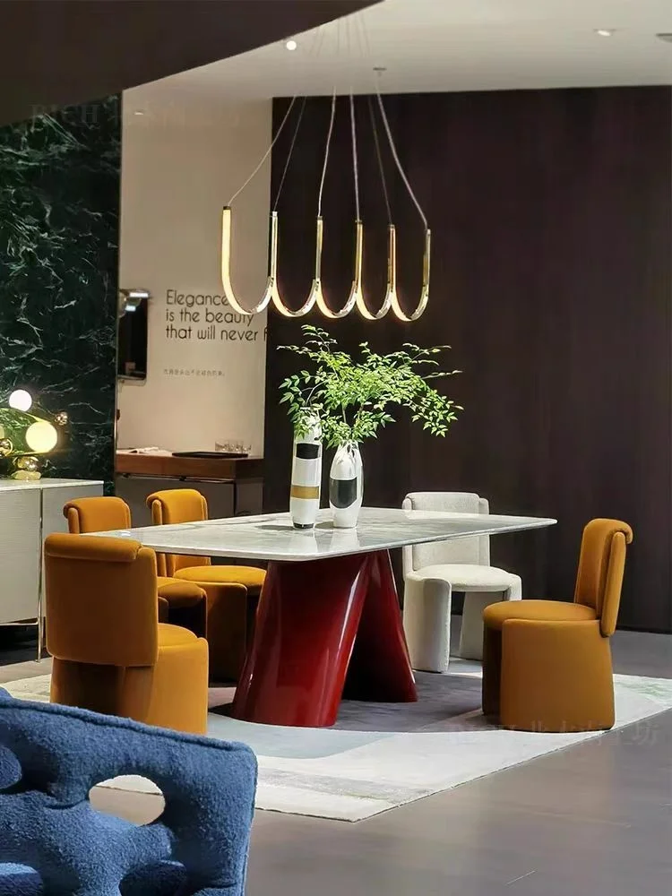 New Contemporary Furniture Dinning Table White Metal Brass Dining Table Manufacturers Brushed Brass Sintered Stone Customize