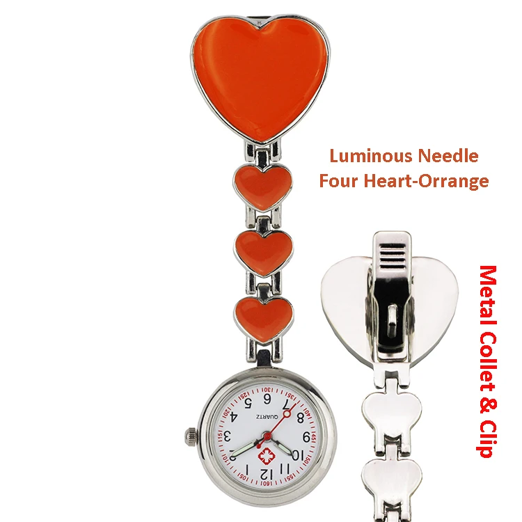 Wholesale Mix colors Heart Nurse Fob Watch Brooches Quartz Nurse Watch
