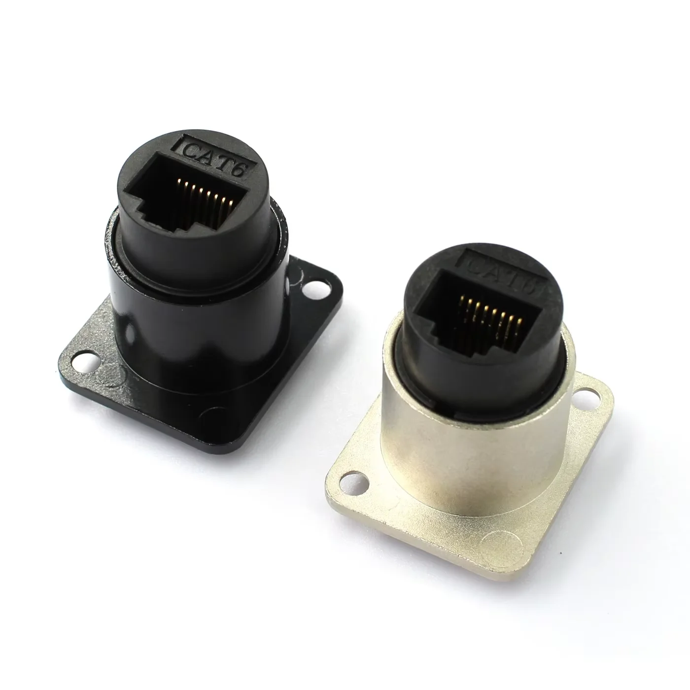 Waterproof round Type Zinc Alloy RJ45 Ethernet Panel Mount Cat6 Sockets Connector with Cap Panel Mount Connector Accessories