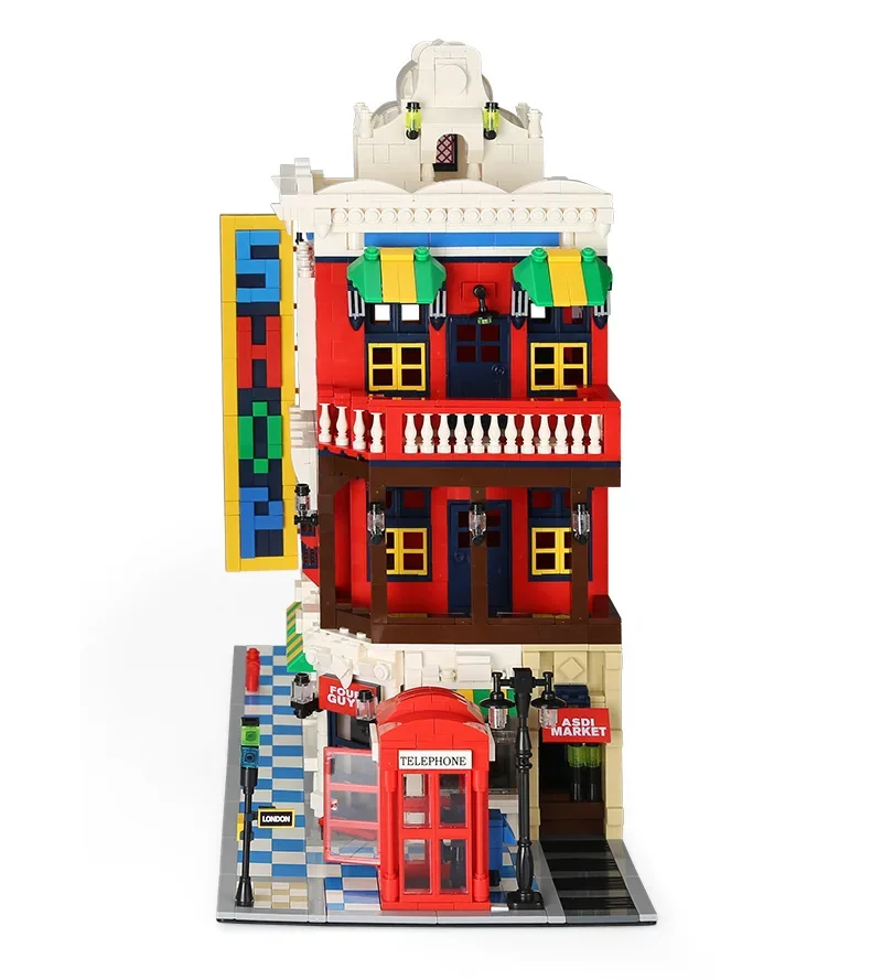 Wange Blocks Architecture Shop Hotel MOC Building Bricks Beautiful House Brinquedos Educational Toys for Children Gifts 6310