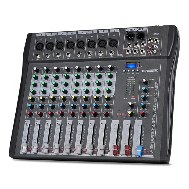 
Профессиональный лучший аудио силовой микшер консоль USB 8 каналов 