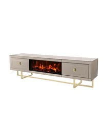 Nordic modern luxury sitting room TV display stand mirrored fire place TV stand