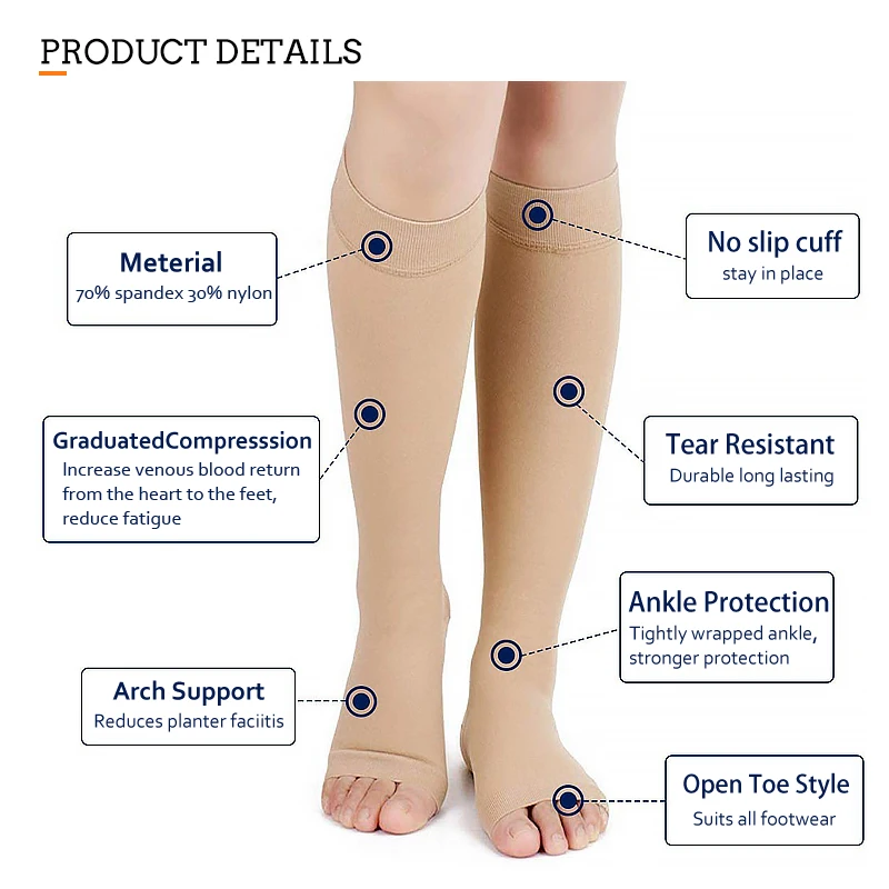 Medical Graduated Pressure socks 30-40mmhg Knee High Orthopedic Support Compression Stocking