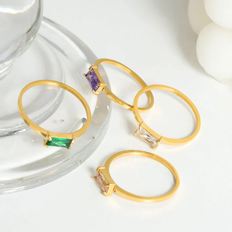 Baguette & Round Tanzanite Gemstone Band Ring Fine Jewelry Bulk Order Stainless Steel Gold Plated Natural Solid