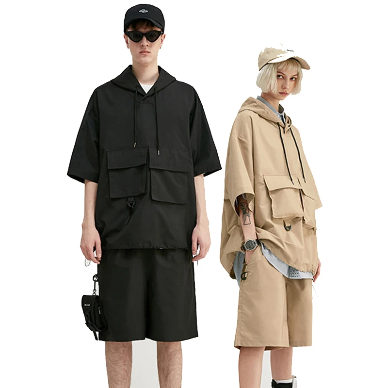 Куртка-карго женская оверсайз с коротким рукавом, модная свободная уличная одежда с карманами в стиле хип-хоп, индивидуальный пошив