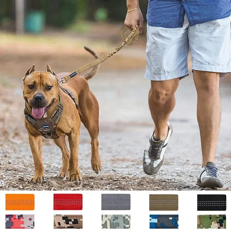 Custom Logo 47inches Nylon Bungee Pet Lead Swivel Carabiner Dog Leash Heavy Duty Dog Leash with Car Seat Belt Fast Delivery
