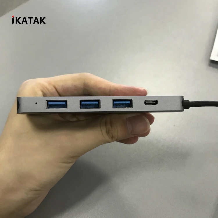 IKATAK Новый Алюминий 5 в 1 Тип C адаптер 100 Вт PD зарядки USB 3,0 4 порты и разъёмы USB Hub
