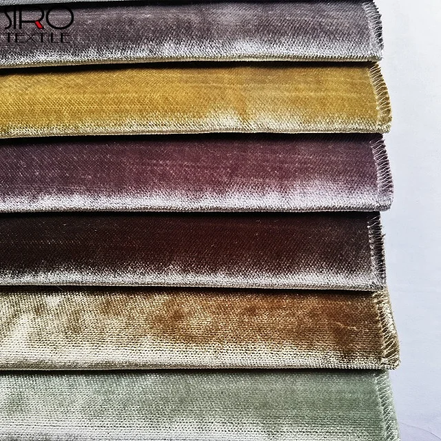 Hot selling multi-color 100% polyester woven shiny cut pile upholstery fabrics sofa velvet 420gsm