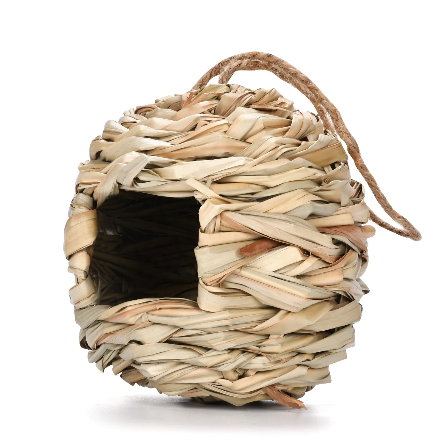 Hanging Sea Bird House Nest Outdoor Roosting Pocket Natural Reed Hand Woven Grass Hideaway Finch Canary Chickadee