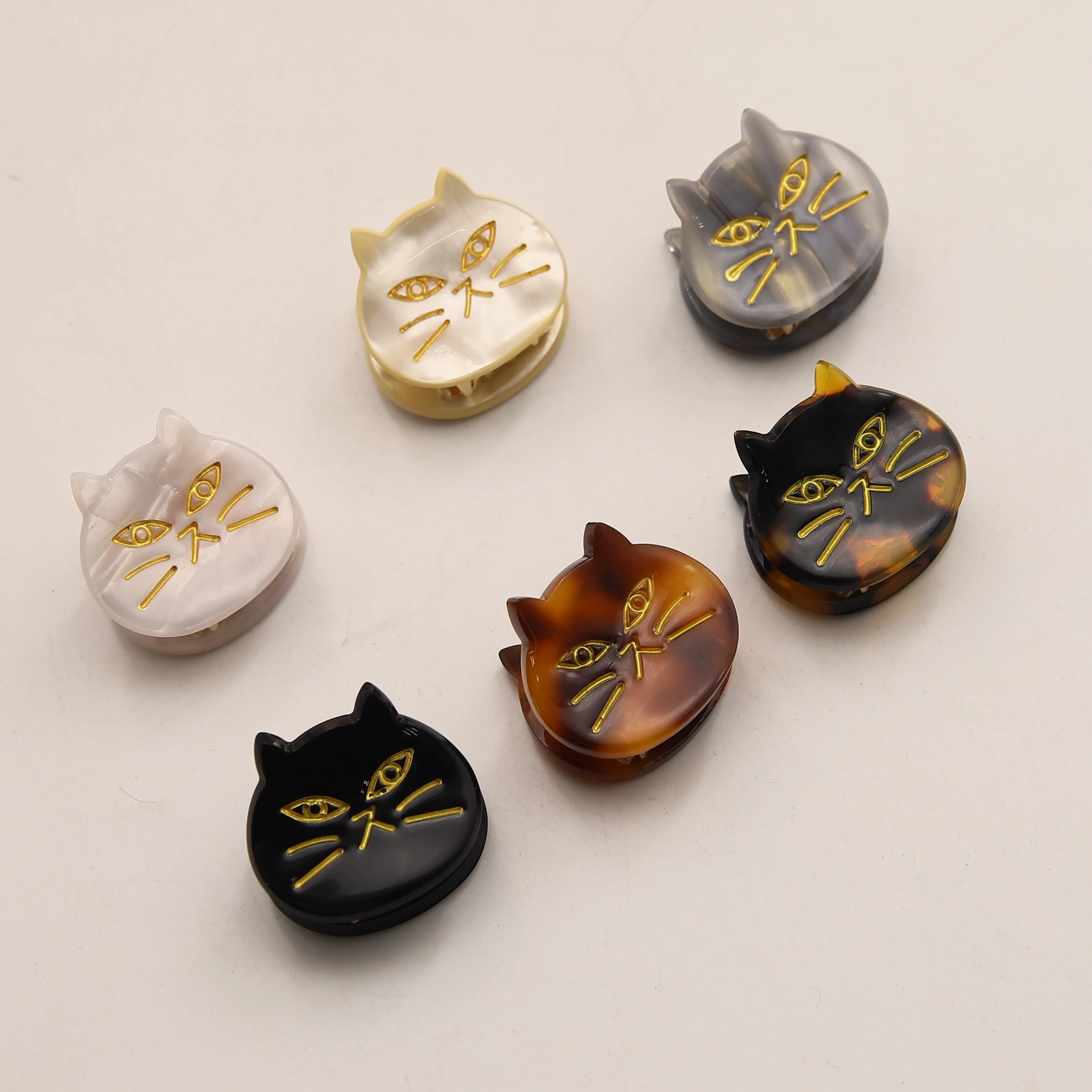 high quality acetate acrylic cat shape hair clip claw hair claws for women girls fine hair claw