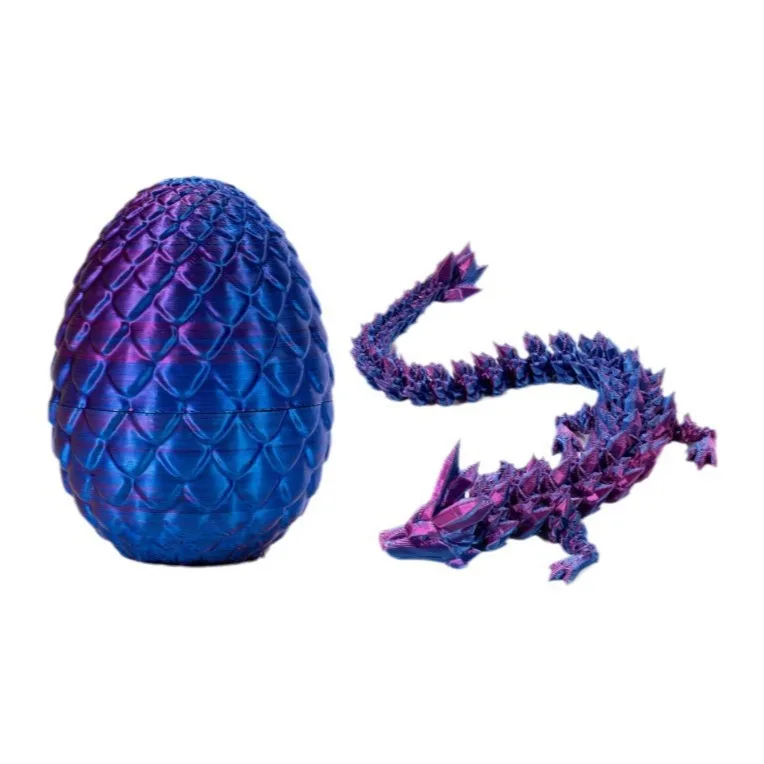 Flexible Crystal Dragon with Egg 3D Printed articulated Dragon in Egg action figure Fidget Toy For Kid