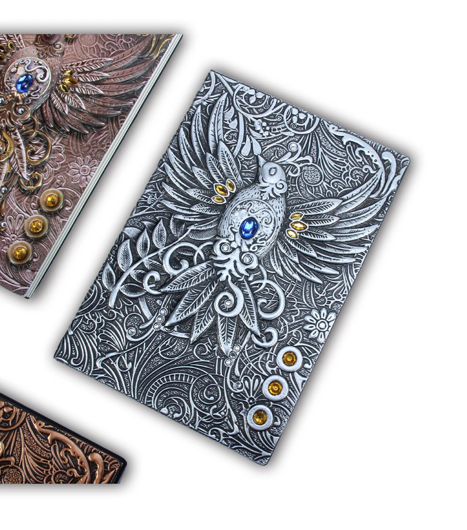 Hot Sells A5 Books-Antique Handmade Daily Notepad Hardcover Embossed PU Leather Bound Notebook Journals for