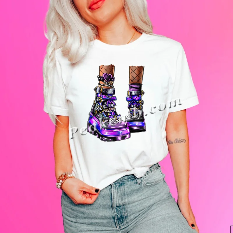 Fancy Punk Shoes High Heels DTF Prints Transfer Iron on High Heels Shoes Sublimation Design for T-shirts