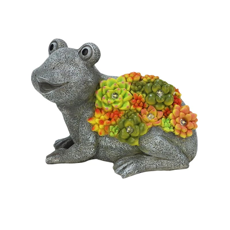 Custom Frog Garden Figurines with Solar Energy Small Animal Statue Light Cute Toy Figurine Decoration