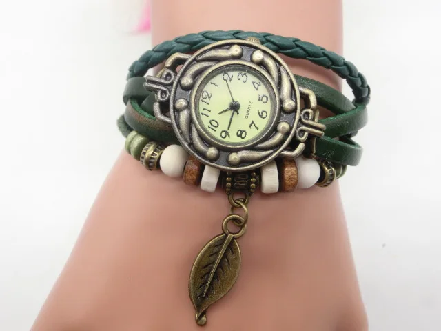 Fashion bracelet watch female students children leaf pendant quartz watch manufacturer wholesale restoring ancient ways