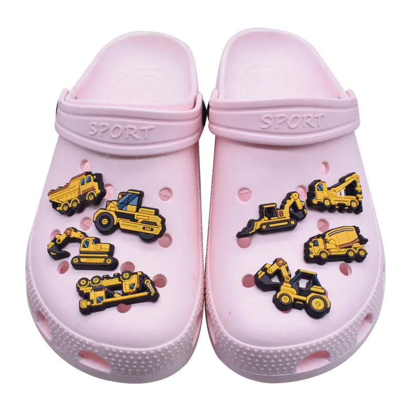 Hot Sale Clog Charms Construction creative engineering car vehicle series excavator shoe charms For Kids Shoe Slippers Charms