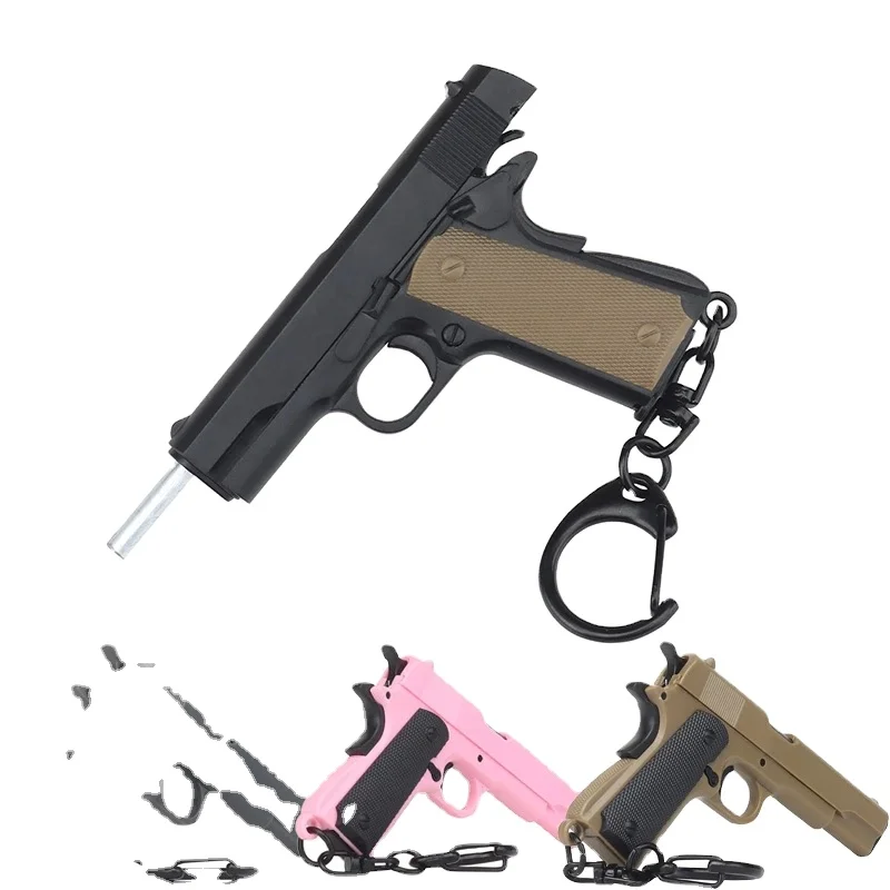 Plastic 1911 Model Keychain 1:4 Key Ring with Movable Lever and Magazine Decorative pendant