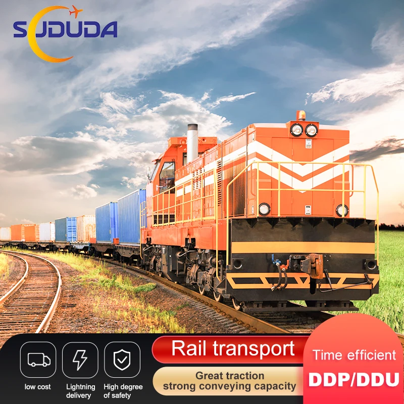 Fast amazon ddp door to door train transport railway freight forwarder shipping to Europe france Portugal Ukraine poland