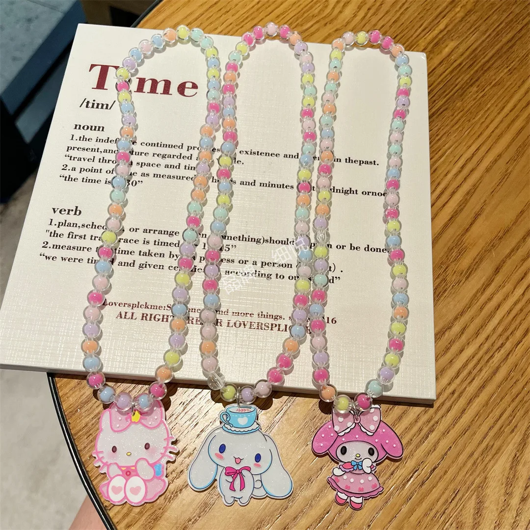 Мультяшное ожерелье Детская Подвеска Sanrio маленькая девочка Мультяшные аксессуары из бисера ювелирные изделия для девочек Путешествия со всем