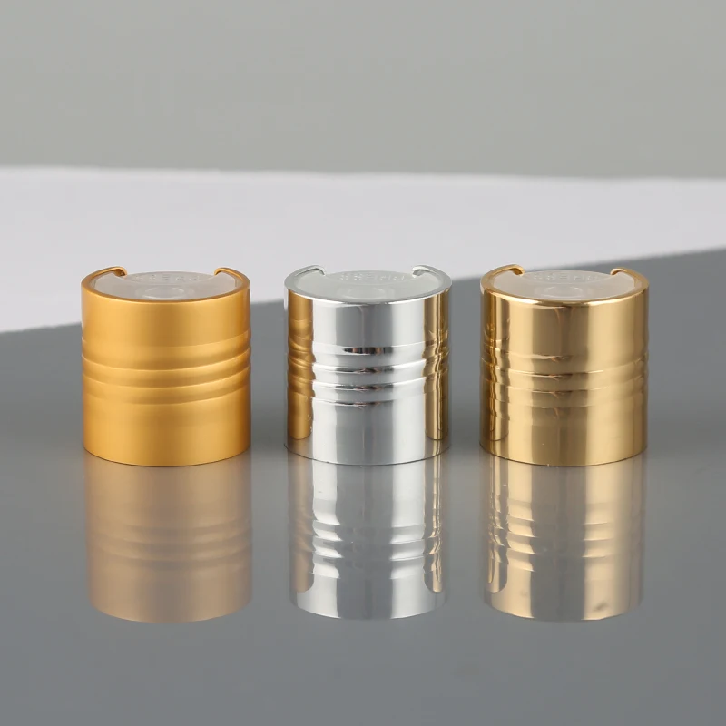 PP&Aluminum 24mm luxury silver disc top cap aluminum disc top cap with thread anti slip