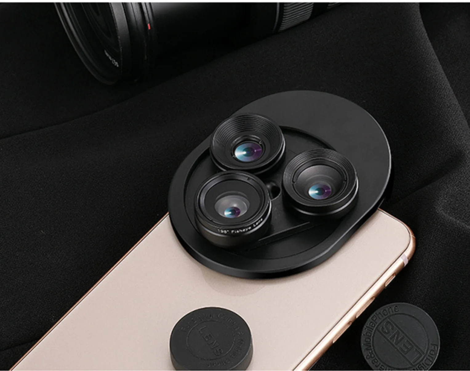 
The latest Wide-angle Fisheye Integral Turntable Mobile Phone Lens Mobile Phone External Camera Trinity Lens 