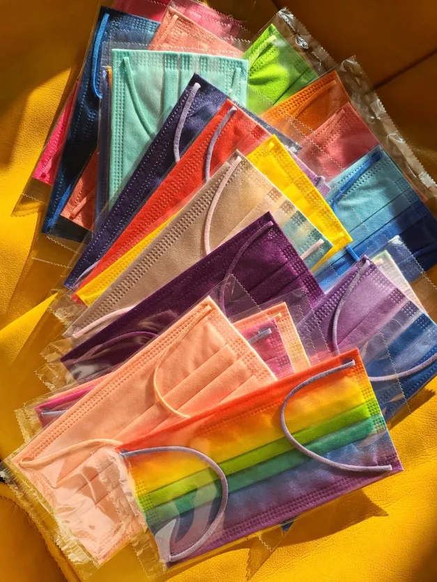 
PRIDE LGBT rainbow assorted color colorful tie dye custom logo adult designer printed disposable dust face cover for party 