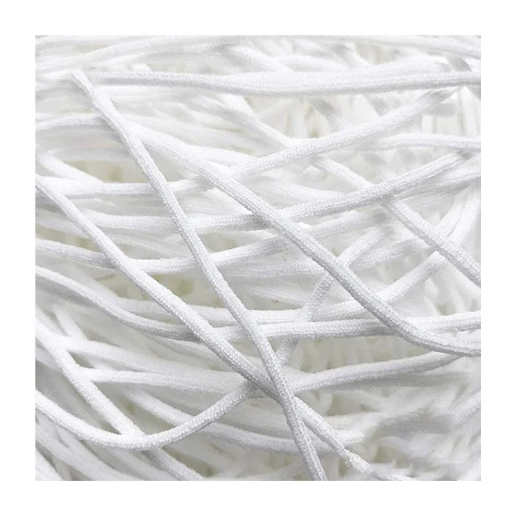 High Strength 2.5mm Round Bungee Stock Black White Nylon 3mm Earloop Elastic Cord Band Elastic Thread for earloop cord
