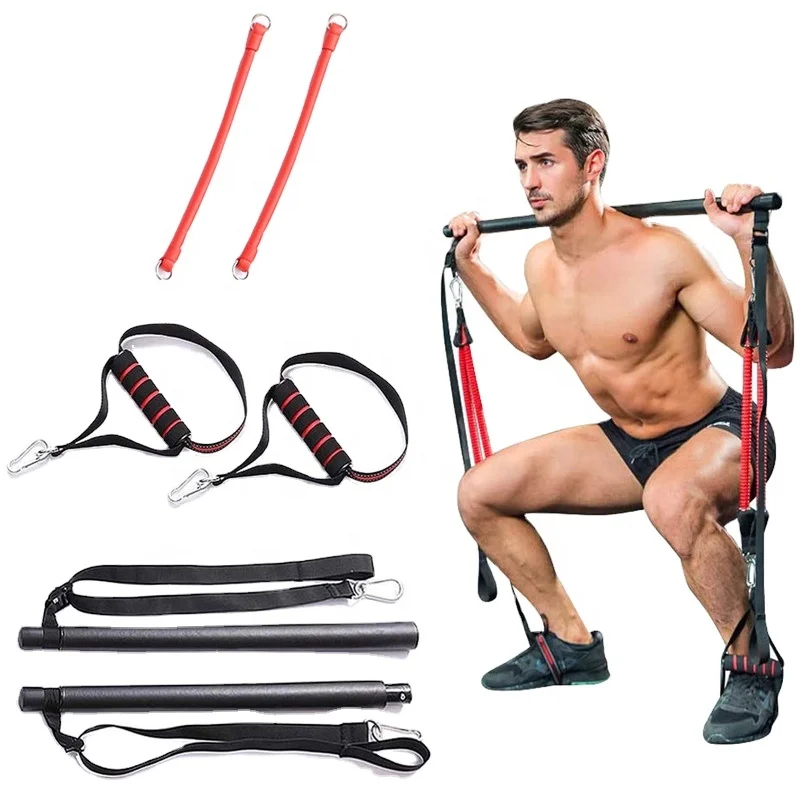 
Fitness Rod Resistance Band Assemble Resistance Bar with Adjust Belt Portable Home Gym Pilates Bar System Body Workout Yoga band 