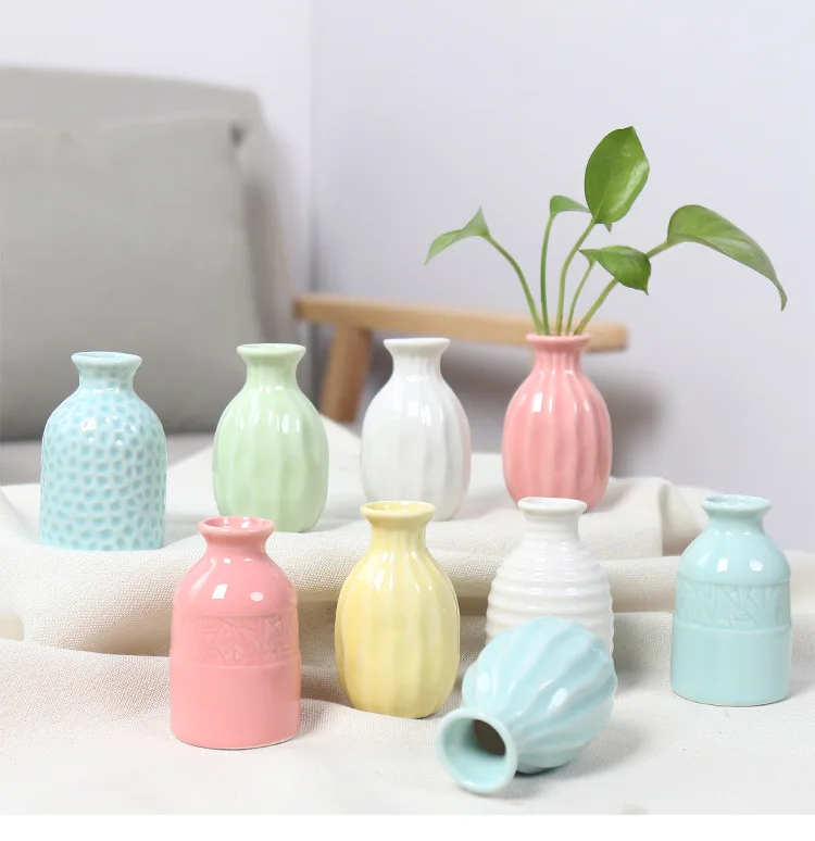 Wholesale modern simple home decor vase flower utensils dried flowers hydroponic plant mini color ceramic vases