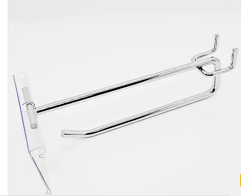 Pegboard Metal Trough Plate Chrome Double Galvanized slat wall Hook Zinc Supermarket Display Shelf Hooks