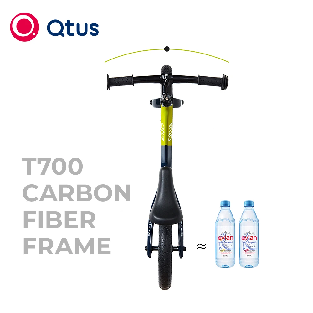Qtus QR1 Balance Bicycle - Easy to carry - Lightweight Frame with T700 Carbon Fiber - Strap Hide in Saddle - Steering Easily