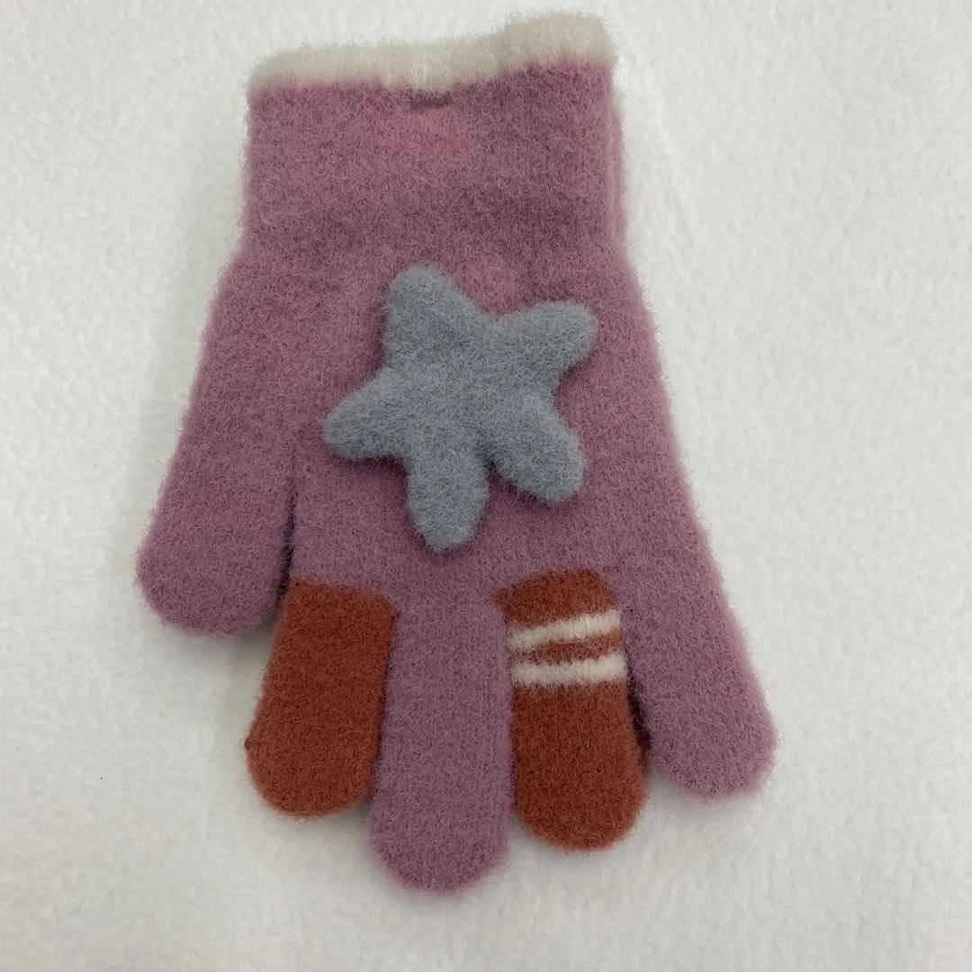 Cute star shape kids gloves factory directly sale woolen boy girls mittens winter gloves Children gloves