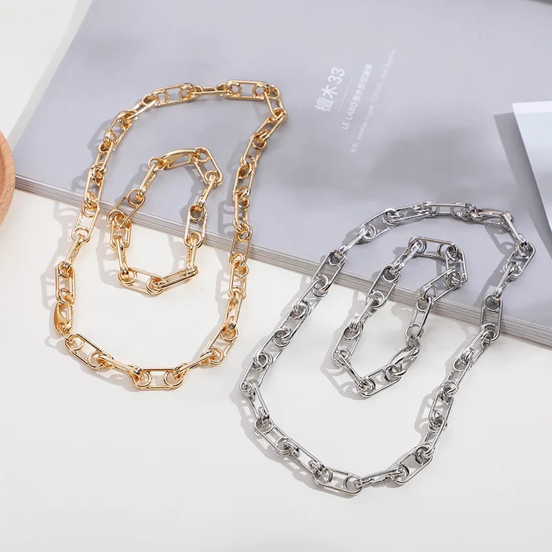  Amazon cross-border creative couples versatile simple new custom paper clip necklace bracelet for men and