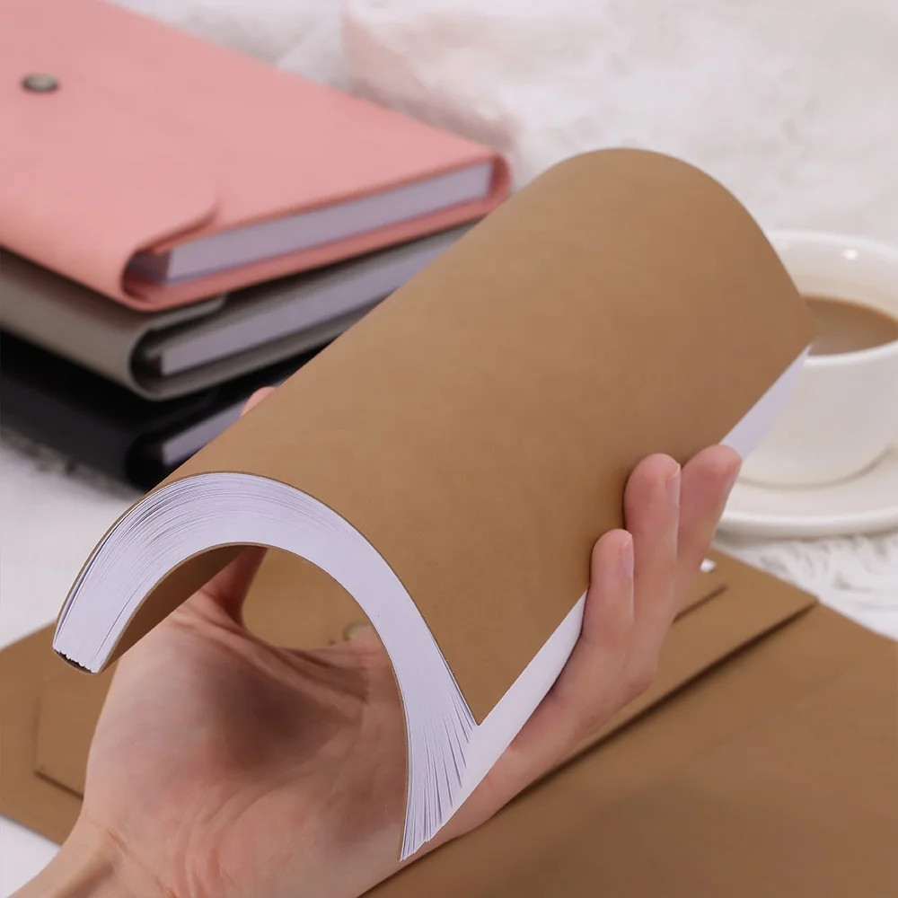 Custom PU Leather Handbag Notebook Tri- Folder Paper-bound Metal Clasp Closure Planner