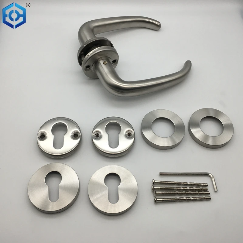 Satin Polished Ox Horn Shape Lever Door Handle For Guest Room Bedroom