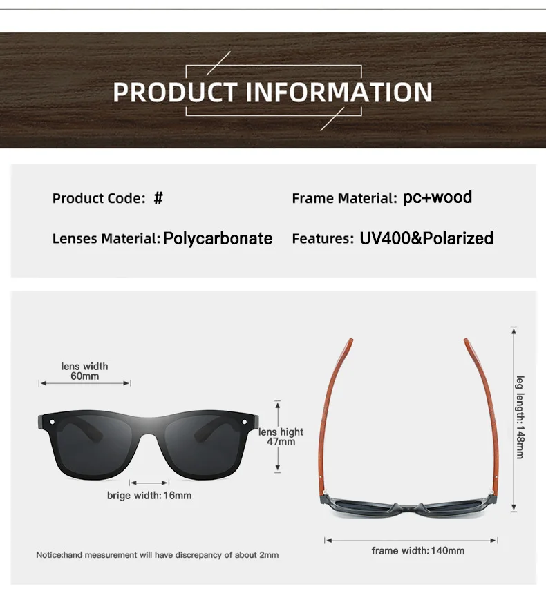 2022 Новый стиль Модные цельные деревянные бамбуковые поляризованные солнцезащитные очки с индивидуальным логотипом