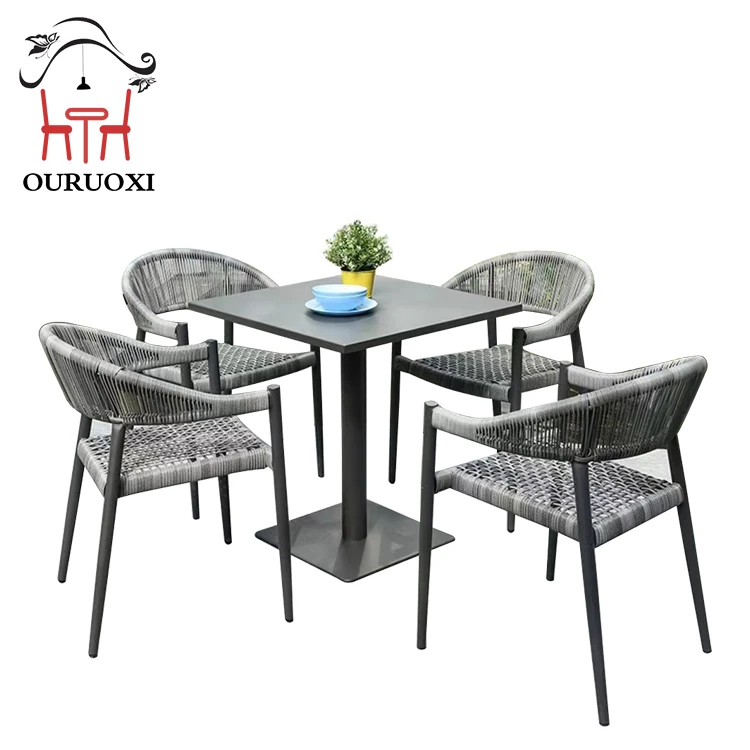 Outdoor Garden Furniture Restaurant Outdoor Woven Rope Dining Table Chair