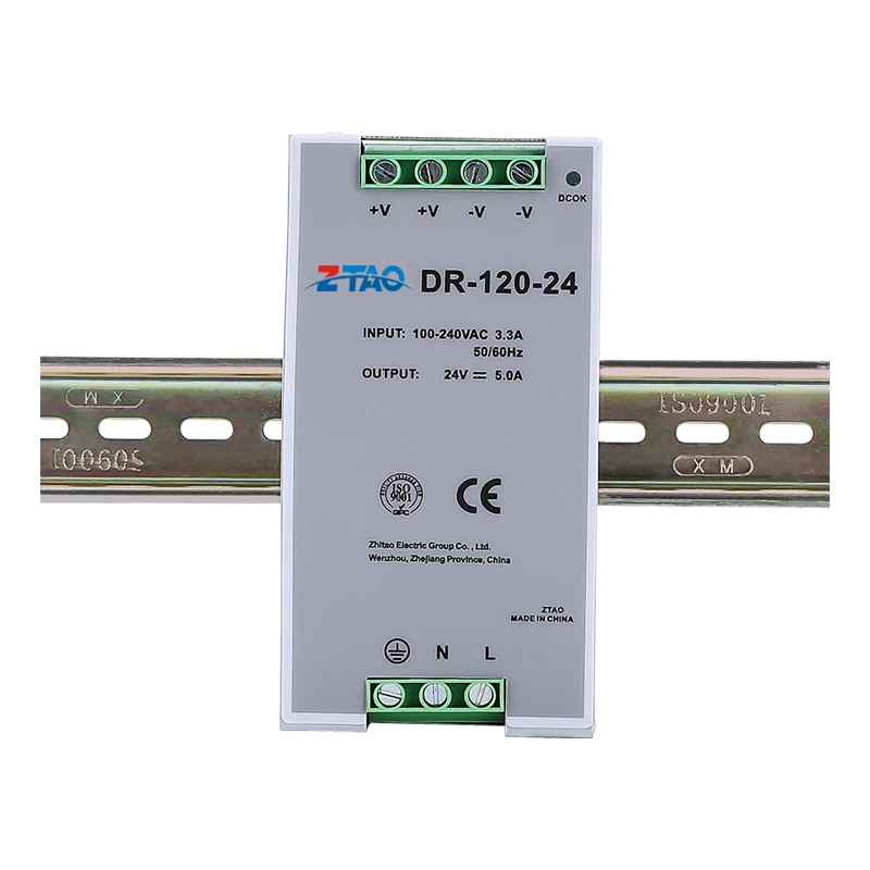 24v Smps 24vdc Dr-120-24 12v 10a 24v 5a 120w Din Rail Switching Mode Power Supply for Led